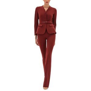 Bgl Womens  2Pc Blazer & Pant Set, Brown